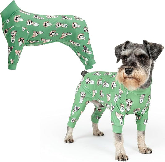 Spark Paws Dog Pajama, Dog Recovery Suit Male, Onesie, Ultra-Soft and 4-Way Stretch, for Small Medium and Large Breeds - Pup Cup - M