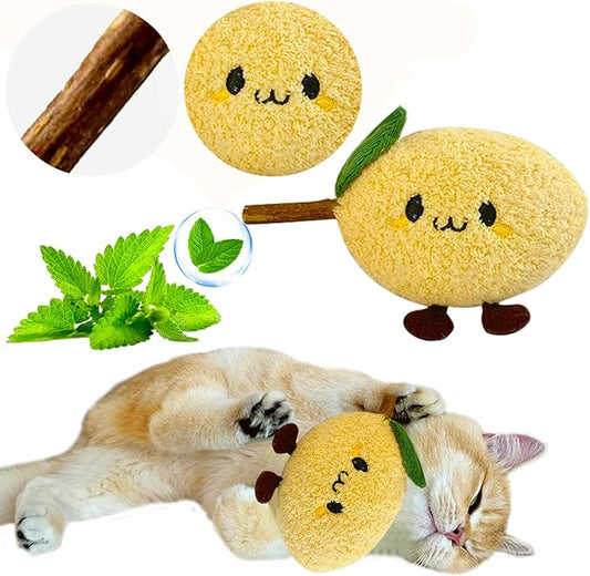 Durable and lnteractive Cat Teething Stick Toys: Chewing Stick, Grinding Teeth Rod, and chewable Cat Doll for Your Pet's Entertainment (Lemon Yellow)