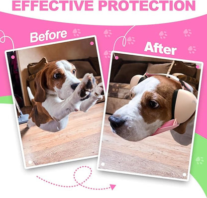 PROHEAR Dog Ear Muffs Hearing Protection for Dogs, NRR 28dB Noise Cancelling Headphones, Easy to Adjust Dog Hearing Protection Earmuffs for Thunder, Hunting, Tourism, Cars, Racing, Large, Pink