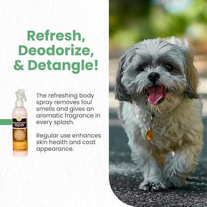 Best Shot Scentament Spa Botanical Body Splash, Body Spray Conditioner for Pets, Cat and Dog Cologne Spray, Alcohol-Free, Ready-to-Use Detangler Spray, Pina Colada, 8 Oz.