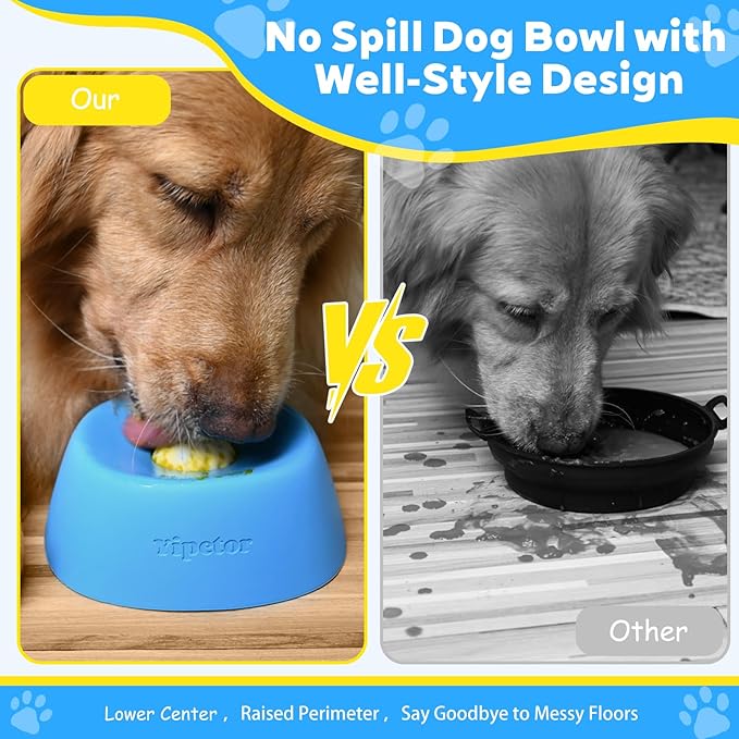 Yipetor Slow Feeder Dog Bowls for Liquid Treat, Anti-Slip【Entertained Ball-in】 Bone Broth Dog Lick Bowl, 3/4 Cup Yogurt Pup Lick Toy for Large Medium Small Breeds Dietary Supplement/Post-op Nutrition