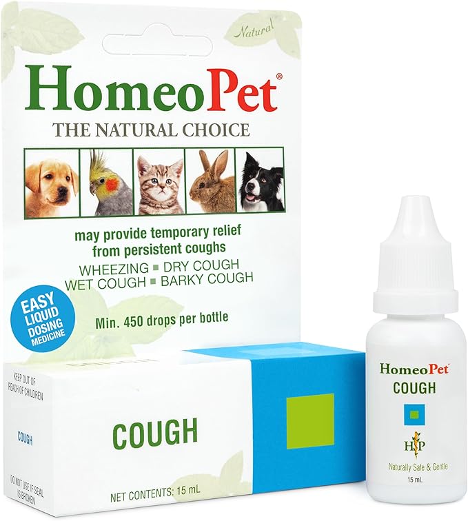 HomeoPet Cough, Safe and Natural Cough Supplement for Dogs, Cats, and Small Pets, 15 Milliliters