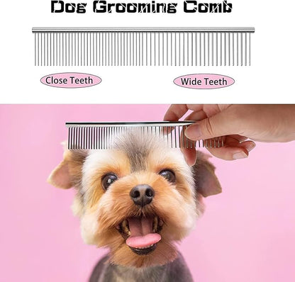 3 in 1 Dog Grooming Scissors Kit with Safety Round Tips - Professional Pet Grooming Shears, 4CR Stainless Steel, Blue