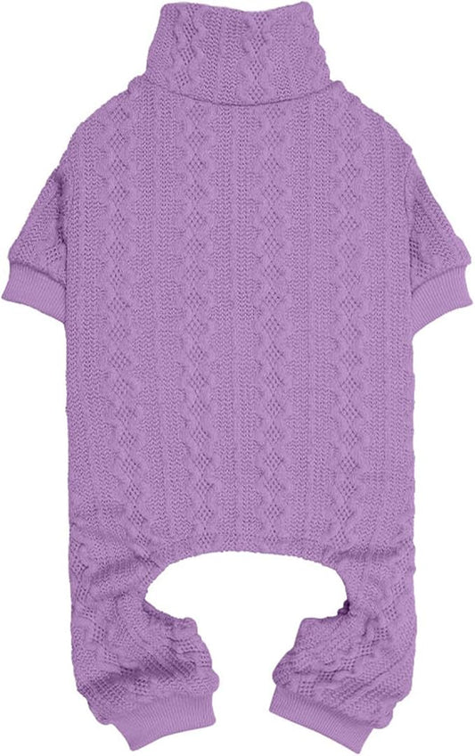 Dog Sweater Turtleneck Knitted Pet Clothes Solid Color Puppy Sweater Warm Dog Sweaters for Small Medium Dogs(Purple&S/M)