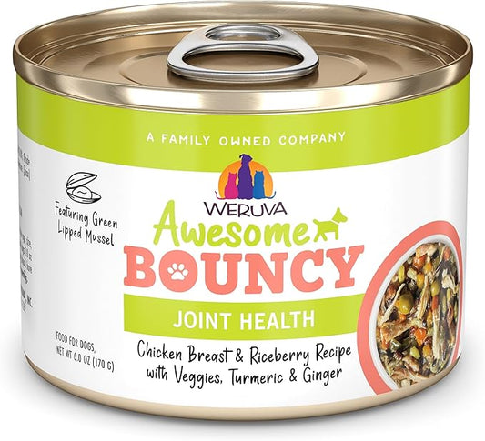 Weruva Awesome Bouncy Wet Dog Food, Chicken & Brown Rice with Veggies, 6oz Can (Pack of 8)