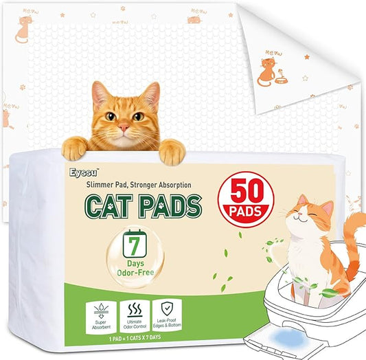 Litter Pads Compatible with Breeze Litter Box System, 50ct Super Absorbent Pee Pads for Cats, Odor Control Cat Pads Refills 16.9 X 11.7 Inch, Unscented