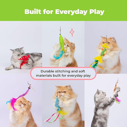 Catify by Best Pet Supplies Interactive Cat Toys – Plush, Motion-Activated & Squeaking Toys with Premium North American Catnip for Indoor Cats & Kittens - Meow Chase Playset