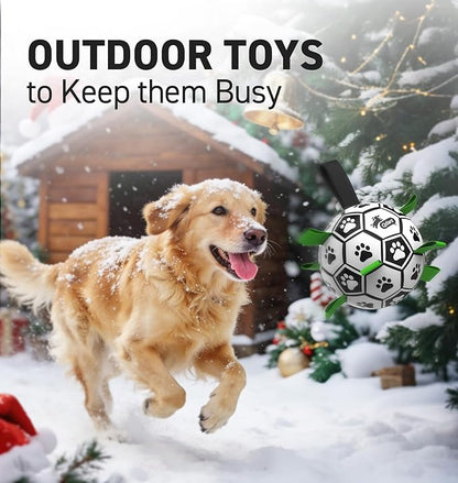 QDAN Dog Toys Dog Balls, World Cup Dog Soccer Ball with Straps, Dog Birthday, Herding Ball, Durable Balls for Small Medium Pet, Puppy Outdoor Toy (6 Inch)