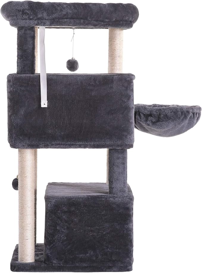 Hey-brother Cat Tree,Multi-Level Cat Condo for Large Cat Tower Furniture with Sisal-Covered Scratching Posts, 2 Plush Condos, Big Plush Perches MPJ011G