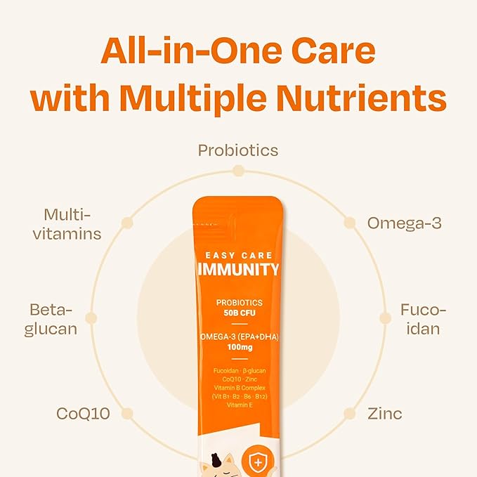 Easy Care Immunity with Multivitamins - Cat Lickable Supplement, Immune Support, Cod&Goat Milk Flavor