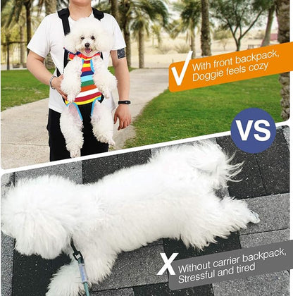 Pawaboo Pet Carrier Backpack, Adjustable Pet Front Cat Dog Carrier Backpack Travel Bag, Legs Out, Easy-Fit for Traveling Hiking Camping for Small Medium Dogs Cats Puppies, Small, Colorful Strips