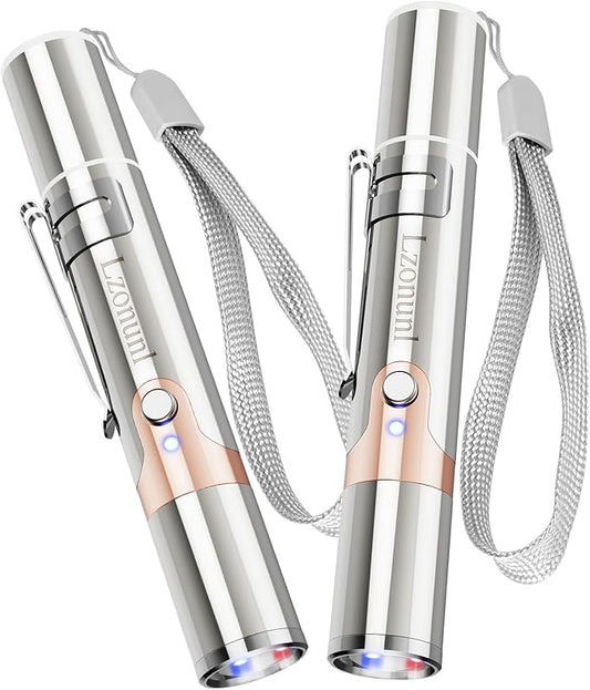 Cat Toy, 2 Pieces Rechargeable, 3 Modes 5 Fun Patterns, Interactive Kitten Cat Mouse Toy for Indoor Cat Dog Bird Pet Chase Play