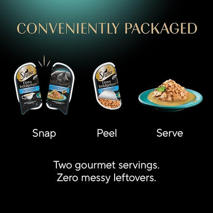 Sheba Gravy Indulgence Adult Wet Cat Food White Fish Entree in Extra Gravy, 2.6 oz. Twin-Pack Trays (24 Count, 48 Servings)