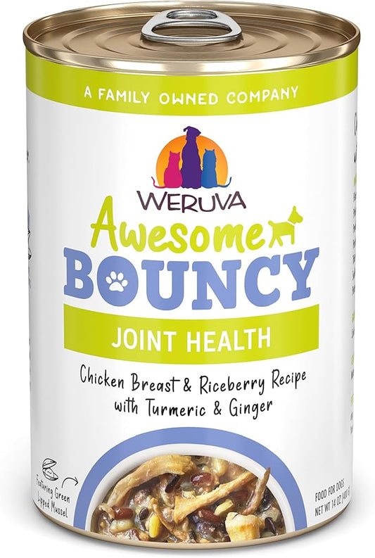 Weruva Awesome Bouncy Wet Dog Food, Chicken & Brown Rice, 14oz Can (Pack of 10)