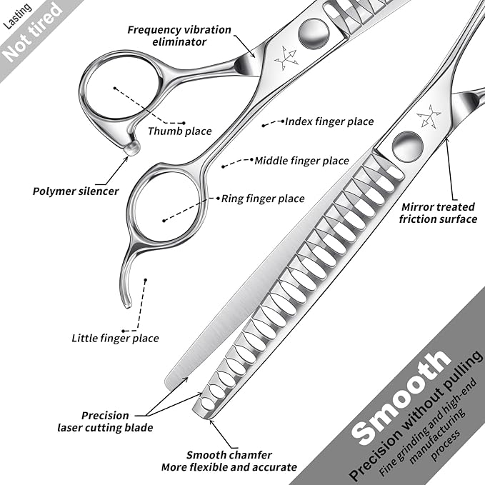 High-end Professional Dog Grooming Thinning Scissors Teeth Cutting Blending Shears Pet Texturizing Shears 7.5 Inch Extremely Very Sharp Stainless Steel Alloy For Cat Other Animals Groomer