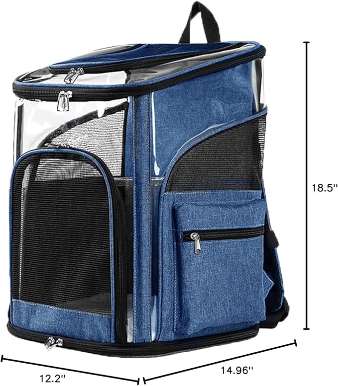 Cat Carriers Dog Carrier Pet for Small Medium Cats Dogs Puppies up to 25 Lbs, TSA Airline Approved Soft Sided, Collapsible Travel Puppy - Black Grey (M: 13" LX11.4 WX17.3 H, Blue)