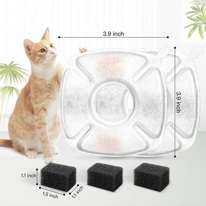 20 Pcs Cat Water Fountain Replacement Filters-10 Pack Water Fountain Filters 10 Pack Pre-Filter Sponges, pet fountain replacement filters Fit for 95oz/2.8L Cat Pet Fountain