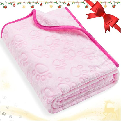 Pink Cat Blanket for Kitten Beds, Flannel Pink Stuff Cute Paw Print, 24 * 32 inches Dog Girls Blanket, Puppy Ragdoll Kitten Necessities