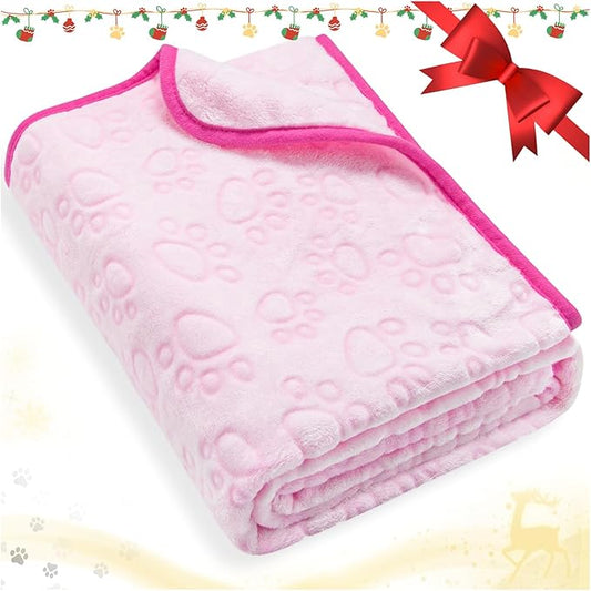 Pink Cat Blanket for Kitten Beds, Flannel Pink Stuff Cute Paw Print, 24 * 32 inches Dog Girls Blanket, Puppy Ragdoll Kitten Necessities