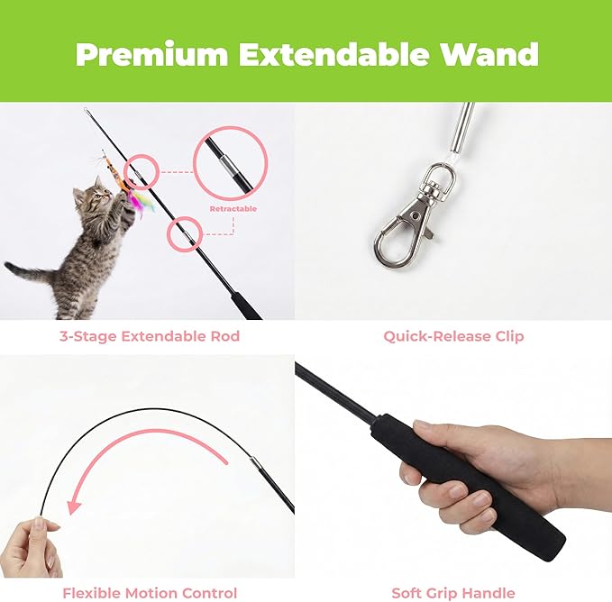 Catify by Best Pet Supplies Interactive Cat Toys – Plush, Motion-Activated & Squeaking Toys with Premium North American Catnip for Indoor Cats & Kittens - Meow Chase Playset