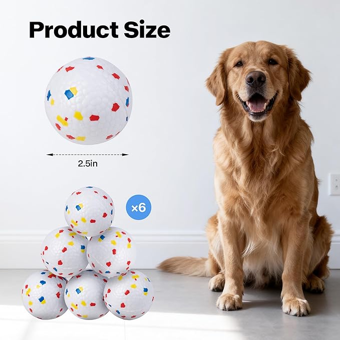 Pet Prime 2.5" ETPU Dog Balls 6-Pack,for Upgraded Max Automatic Ball Launchers,Interactive Training & Fetch Toys,Durable High-Bounce Chew-Resistant Ball for Large Dogs