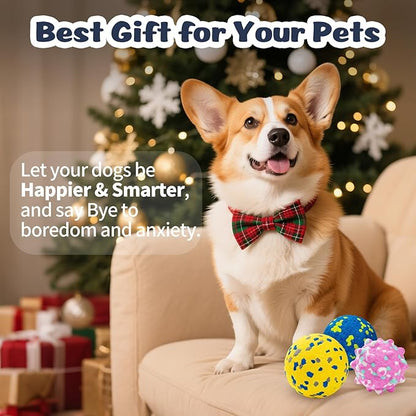 HIPPIH Dog Balls Interactive Tennis Balls for Dogs, Dog Toys for Aggressive Chewers, Tough Puppy Chew Toys for Teething, 3" Fetch Ball Water Toy for Small/Medium Breed, High Bouncy & Floating, 3 Pack