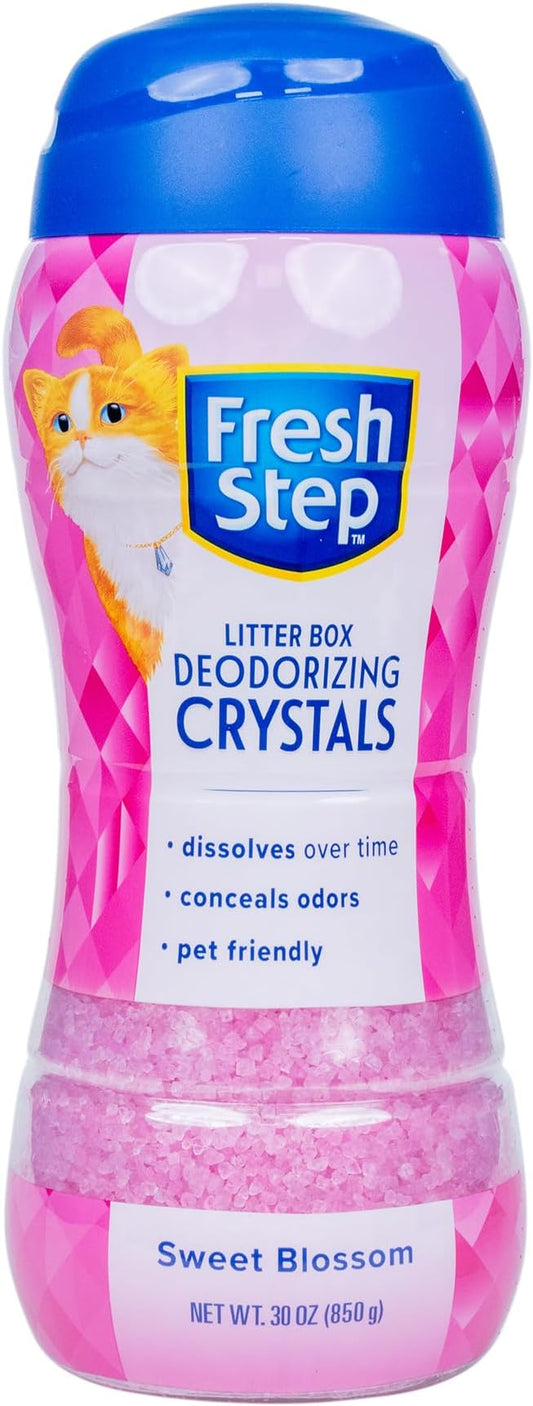 Fresh Step Cat Litter Crystals in Sweet Blossom Scent - Cat Litter Box Deodorizer - Combats Odors and Neutralizes Smells to Keep Your Home Clean, 30 Ounce