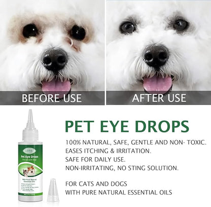 Eye Drops for Dogs, Cats and Dogs Eye Drops, Dog Eye Infection Treatment Relieve Eyes Itching & Irritation, Pink Eye & Allergies Symptoms Safe & Gentle Formula