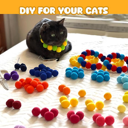 100PCS Cat Ball Toys with 2 Launchers Set, Funny Interactive Cat Toys for Indoor Cats, Adult Cats & Kitten Toys