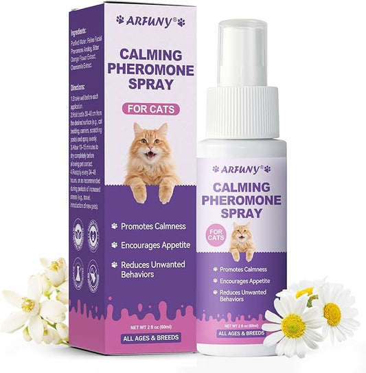 Cat Calming Pheromone Spray - Cat Calming Spray - Reduce Scratching, Fighting, Peeing, Marking - Cat Anxiety & Stress Relief - for Home, Travel, Vet Visits - with Cat pheromone & Natural Ingredients