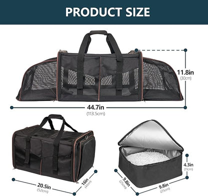 Cat Carrier for 2 Cats - INRLKIT Cat Carrier with Litter Box, Portable Dual Cat Travel Carrier Bag for Traveling, Large Double Cat Travel Carrier for Car, Pet Carrier Bag (Black)