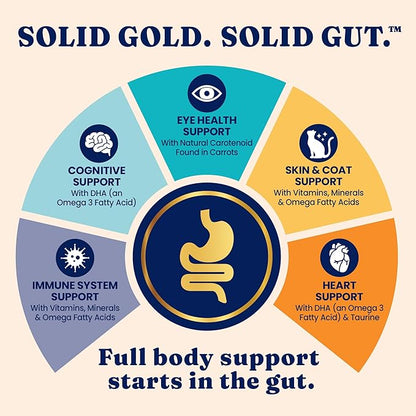 Solid Gold Bone Broth Cat Food Topper - Limited Ingredient Lickable Cat Broth Pouches w/Salmon Protein Shreds & Collagen for Hydration & Gut Support - Easy to Serve Gravy for Cats Meal Topper - 12ct