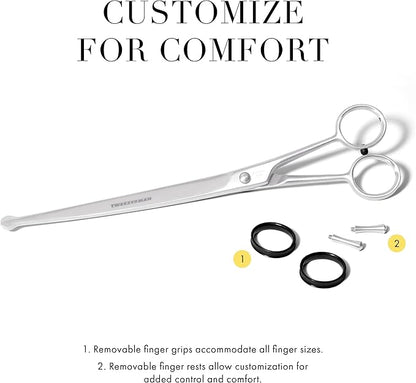 Tweezerman 9" Pet Grooming Scissors with Safety Round Tips, Professional Curved Grooming Shears for Medium to Large Dogs