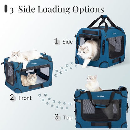 Extra Large Rolling Cat Carrier with Wheels, Soft Sided Pet Dog Carrier on Wheels for Big Cat 20lbs+ 2 Cats, Car Travel Portable XL Wheeled Bag 25"x16.5"x20.5"