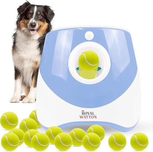 Automatic Ball Launcher for Dogs with 10 Tennis Balls (2 inch), Dog Ball Launcher with 3 Range Modes (10/20/30ft), Rechargeable Dog Balls Thrower for Small-Medium Dogs,Indoor/Outdoor Pet Fetch Machine