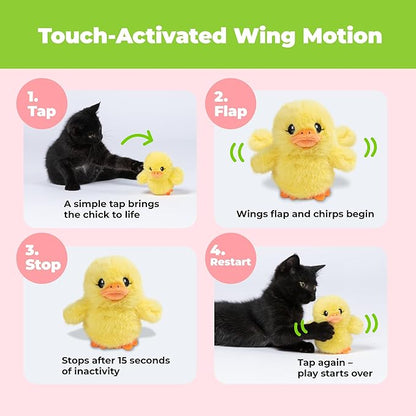 Catify by Best Pet Supplies Interactive Cat Toys – Plush, Motion-Activated & Squeaking Toys with Premium North American Catnip for Indoor Cats & Kittens - Duckling, Yellow