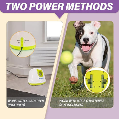 PTLSY Automatic Dog Ball Launcher - Interactive Puppy Thrower Machine for Small & Medium Dogs, 3 Balls (Inclusive of 2 inch) & White Launcher with 6pc Balls
