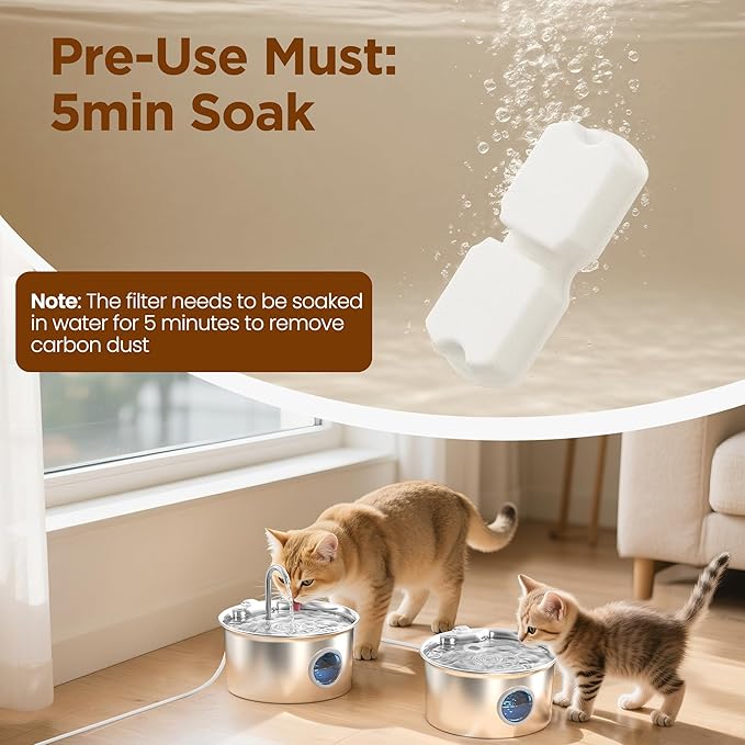 GIOTOHUN Cat Fountain Filters Replacement: 12 Cat Fountain Filter (6 Carbon + 6 Foam Filters) Suitable for GIOTOHUN S11