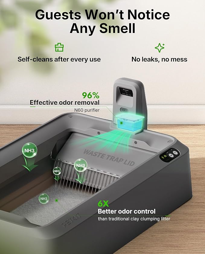 PETKIT Open-Top & AI Camera Self Cleaning Cat Litter Box, Urinary Health Monitor Automatic Cat Litter Box, Smart Robot with 2-Way Raking/5G WiFi/Safety Sensors/Odor Control for Multiple Cats (Grey)