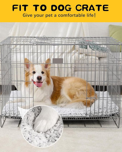 Washable Crate Pad for Medium Small Dogs - Soft Kennel Mat for Dog Cage, Anti-Slip Comfy Puppy Bed, 23" x 17", Gray