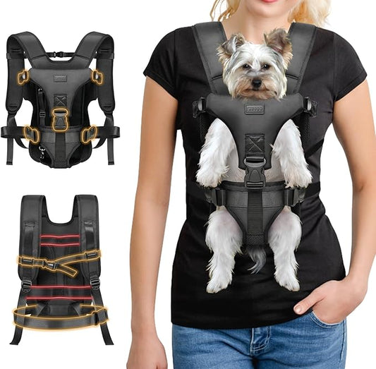 YUDODO Front Pet Carrier Backpack for Small Dogs and Cats, Secure and Breathable Mesh, Ergonomic Support, Adjustable for Walking, Hiking, or Travel (Black-Pro S)