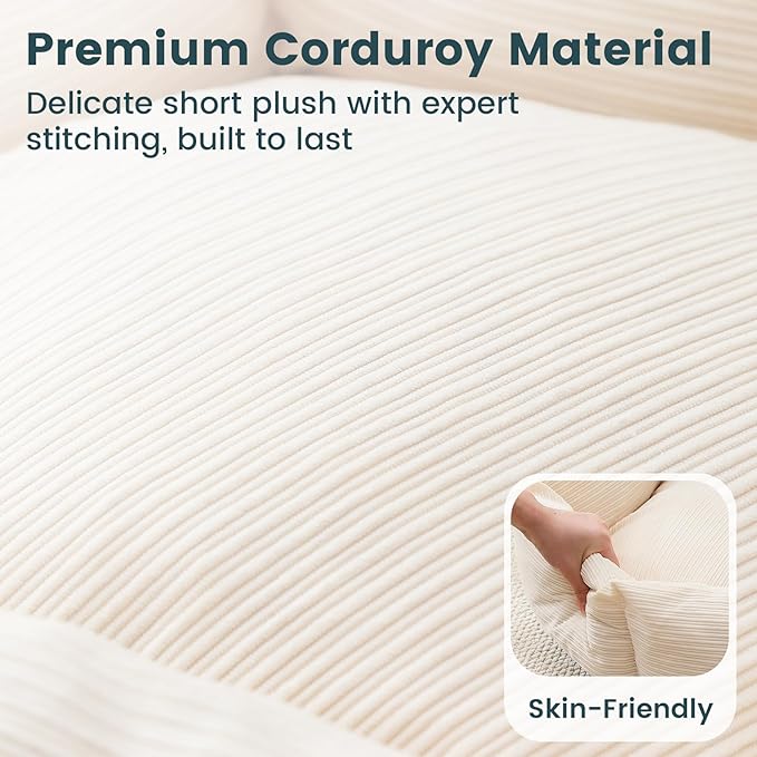 Petinstinct Medium Dog Bed, 30 Inch Washable Corduroy Dog Bed with Removable Cover & Anti-Slip Bottom, Durable Comfort for Medium to Large Dogs up to 45 lbs (Cream White)