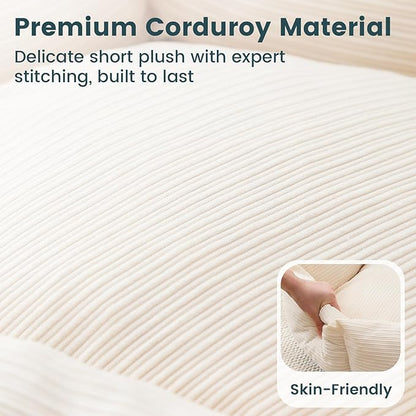 Petinstinct Medium Dog Bed, 30 Inch Washable Corduroy Dog Bed with Removable Cover & Anti-Slip Bottom, Durable Comfort for Medium to Large Dogs up to 45 lbs (Cream White)