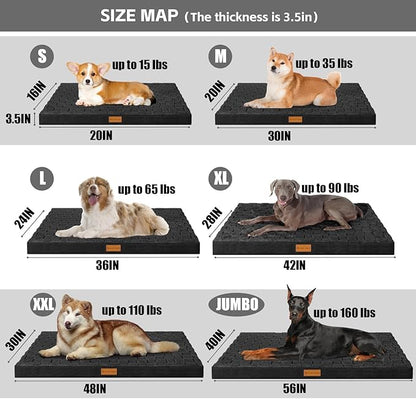 Patas Lague Orthopedic Dog Bed for Small Dogs 20''X15'', Waterproof Soft Warm Comfortable Egg Crate Foam Small Pet Beds Mat with Removable Washable Cover and Nonskid Bottom, Black