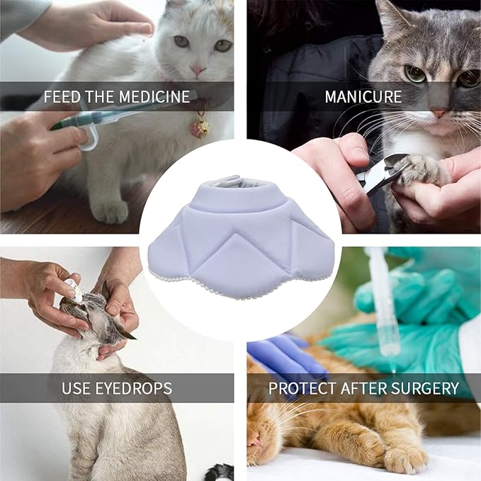 Soft Cat Recovery Collar,Adjustable Dog Cat Cone,Dog Protective Cone Collar After Surgery,for Cats and Small Dogs,Medium,Blue