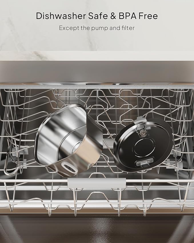 PEKTACO Stainless Steel Cat Water Fountain, 3.2L/108oz Cat Water Dispenser with Quiet Water Pump and Water-Level Window, Dishwasher Safe Pet Drinking Fountain for Cats with 3 Filters + 3 Sponges