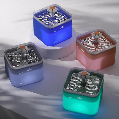 iPettie Neverland Cat Water Fountain with LED Light, 67oz/2.0L, Ultra Quiet Drinking Waterer, Automatic Filtered Water Dispenser, Water Purifier for Pets, Blue