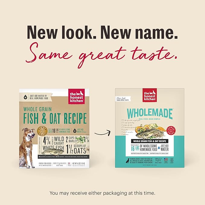 The Honest Kitchen Human Grade Wholemade™ Dehydrated Whole Grain Fish & Oats Dog Food, 10 lb Box