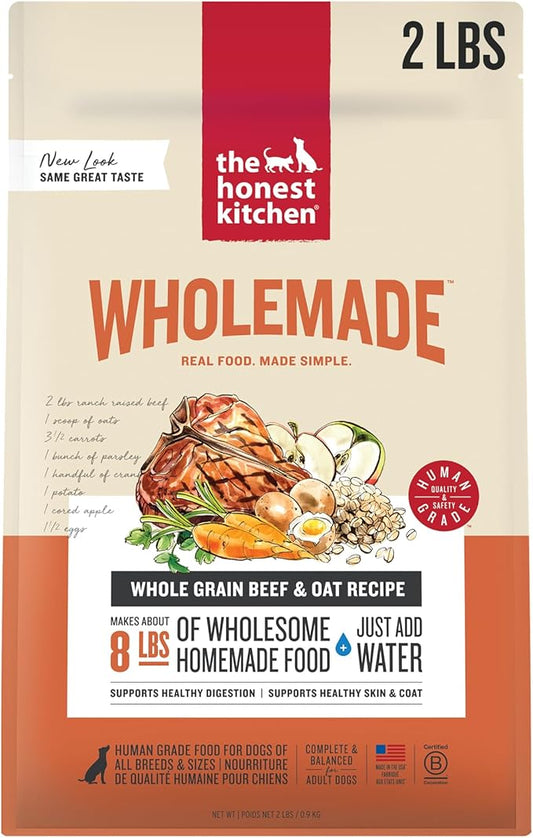 The Honest Kitchen Human Grade Wholemade™ Dehydrated Whole Grain Beef & Oat Dog Food, 2 lb Bag