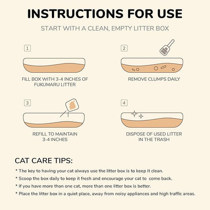 FUKUMARU Cassava Cat Litter, 24 LB Strong Clumping Cat Litter Bulk, Plant-Based Natural Ingredients, Non-Stick Base, Low Dust, 24/7 Odor Control, Unscented, 6lb x 4bags